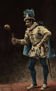 Man speelt bal boucquet (in het bilboquet). Gargantua. illustratie door Jules Garnier. In "Rabelais et l