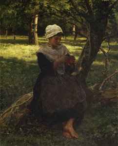 Een boerenmeisje aan het breien, ca. 1870