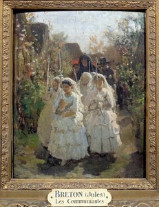 Les premier communiantes à Courrieres door Jules Breton door Jules Breton