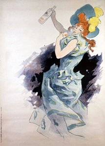 Reclameposter voor Dubonnet, vrouw met een fles, door Jules Chéret door Jules Cheret