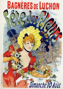 Kunst. Vermaak. Bloemenfeest in Bagneres de Luchon. Poster door Jules Cheret, Frankrijk, ca. 1895 (poster)