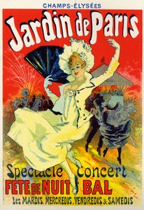 Kunst, Vermaak. Jardin de Paris, bal op de Champs Elysees, Parijs. Poster door Jules Cheret, Frankrijk, ca. 1895