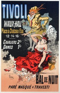 Kunst. Vermaak. Masqueradebal in het Tivoli Waux Hall, Parijs. Poster door Jules Cheret, Frankrijk, ca. 1870 door Jules Cheret