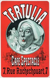 Kunst. Vermaak. Tertulia, show in het Cafe Spectacle, Parijs. Poster door Jules Cheret, ca. 1870