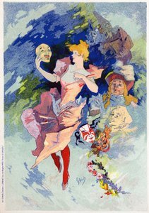 Kunst. Amusement. De komedie. Allegorie door Jules Cheret, Frankrijk, c.1890