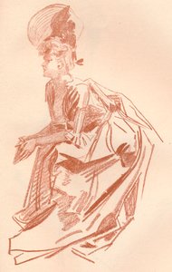 Tekening in sanguine, ca. 1900 door Jules Cheret