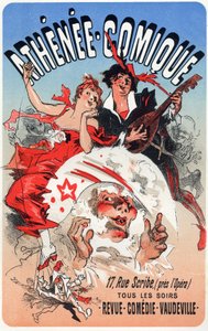 Vermaak. Het Athenee Comique, theater in Parijs. Poster door Jules Cheret, Frankrijk, ca. 1870-80 door Jules Cheret