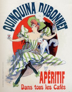 Eten en drinken. Quinquina Dubonnet aperitief. Poster door Jules Cheret, Frankrijk