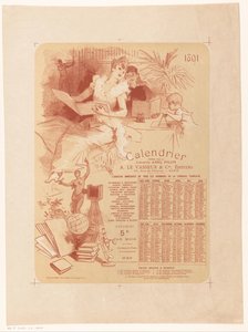 Kalender van boekhandel Abel Pilon en uitgeverij A. Le Vasseur & Cie voor het jaar 1891 door Jules Cheret