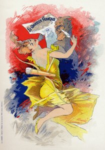 Literatuur. De krant Le Courrier Francais. Allegorie door Jules Cheret, Frankrijk, ca. 1890 door Jules Cheret