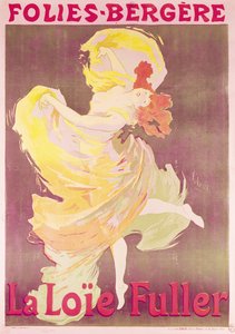 Poster die Loie Fuller (1862-1928) adverteert bij de Folies Bergere