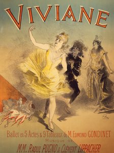 Poster voor Viviane, ballet door Edmond Gondinet, muziek door Raoul Pugno en Clement Lippacher