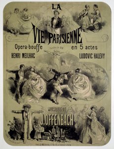 Poster voor opera voedsel "La vie parisienne" door Jacques Offenbach (1819-1880)