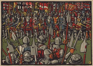 Overwinning van de Zwitsers op de Oostenrijkers bij de Slag bij Sempach, 9 juli 1386 door Jules Courvoisier