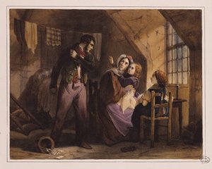 Ondeugd en Deugd: Ellende (kleurenlitho) door Jules David