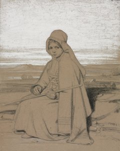 Een Zittende Herderin door Jules Dupré