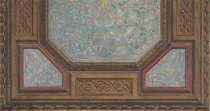 Ontwerp voor de geschilderde decoratie van een cassetteplafond met het monogram: H door Jules Edmond Charles Lachaise and Eugène Pierre Gourdet