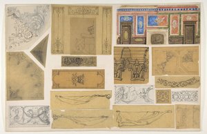 Negentien ontwerpen voor de geschilderde decoratie van interieurs, 1830-97 door Jules Edmond Charles Lachaise and Eugène Pierre Gourdet