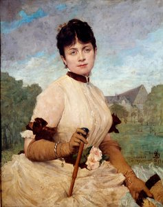 Portret van Madame Toulmouche door Jules Elie Delaunay