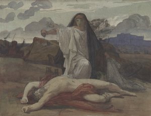 Antigone Geeft Symbolische Begrafenis aan het Lichaam van haar Broer Polynices door Jules Eugene Lenepveu