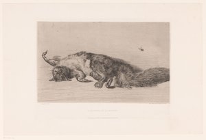 Dode eekhoorn en vlieg door Jules Ferdinand Jacquemart