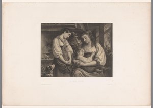 Moeder met gewond kind schoot door Jules Hébert