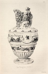 Geschiedenis van de Keramische Kunst: Een Beschrijvende en Filosofische Studie van de Pottenbakkerij van Alle Tijden en Alle Naties: Spanje: Talavera de la Reyna- Faience- Kruik (Blad X) door Jules Jacquemart