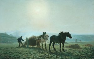 Paarden in een veld door Jules Leon Montigny