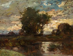 Avondlucht boven stilstaand water