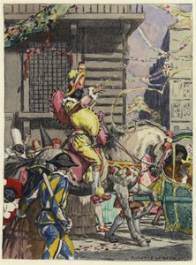 Illustratie voor memoires van Casanova (kleurenlitho) door Jules Marie Auguste Leroux