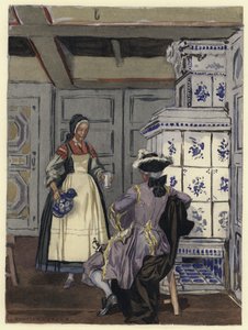 Illustratie voor memoires van Casanova (kleurenlitho) door Jules Marie Auguste Leroux