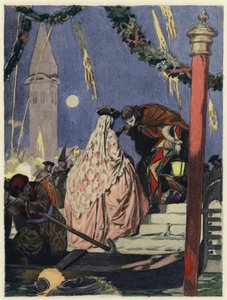 Illustratie voor memoires van Casanova (kleurenlitho) door Jules Marie Auguste Leroux