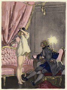 Illustratie voor memoires van Casanova (kleurenlitho) door Jules Marie Auguste Leroux