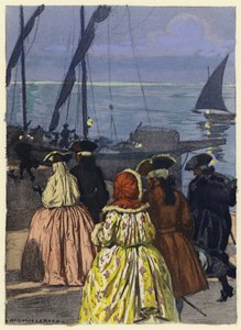 Illustratie voor memoires van Casanova (kleurenlitho) door Jules Marie Auguste Leroux