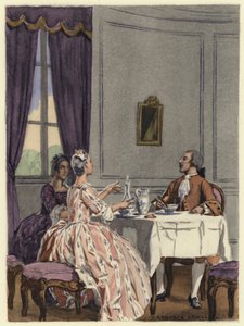 Illustratie voor memoires van Casanova (kleurenlitho) door Jules Marie Auguste Leroux