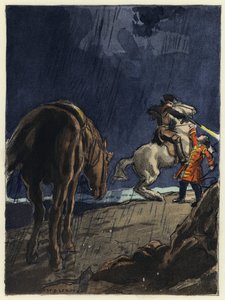 Illustratie voor memoires van Casanova (kleurenlitho) door Jules Marie Auguste Leroux