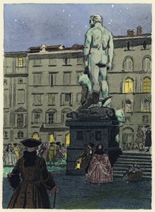 Illustratie voor memoires van Casanova (kleurenlitho) door Jules Marie Auguste Leroux