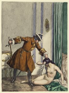 Illustratie voor memoires van Casanova (kleurenlitho)