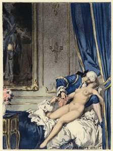 Illustratie voor memoires van Casanova (kleurenlitho) door Jules Marie Auguste Leroux