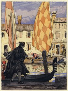 Illustratie voor memoires van Casanova (kleurenlitho) door Jules Marie Auguste Leroux