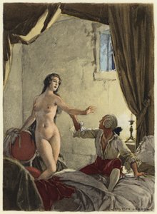 Illustratie voor memoires van Casanova (kleurenlitho) door Jules Marie Auguste Leroux