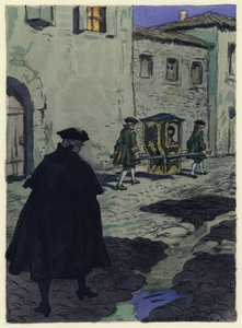Illustratie voor memoires van Casanova (kleurenlitho) door Jules Marie Auguste Leroux