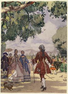 Illustratie voor memoires van Casanova (kleurenlitho) door Jules Marie Auguste Leroux