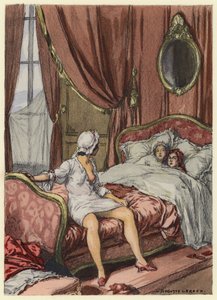 Illustratie voor memoires van Casanova (kleurenlitho) door Jules Marie Auguste Leroux