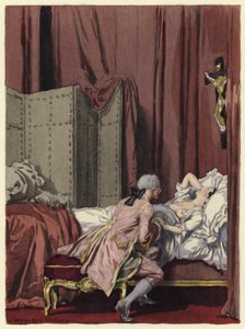 Illustratie voor memoires van Casanova (kleurenlitho) door Jules Marie Auguste Leroux