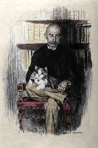 Portret van Joris Karl Huysmans (1848-1907), schrijver en literatuurcriticus. Tekening door Auguste Leroux (1871-1954). door Jules Marie Auguste Leroux