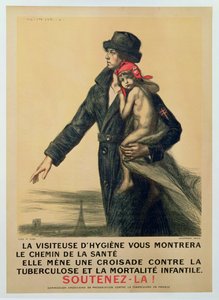 Publieksposter voor voorlichting over tuberculose door Jules Marie Auguste Leroux