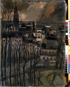 Straat Montagne de la Cour (in Brussel?) door Jules Marie Canneel