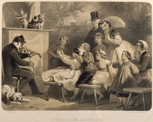 Het Guignol Theater, Champs-Elysees, gegraveerd door Claude Regnier door Jules Marie Desandre