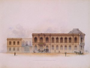 Het Stroganov-paleis in Sint-Petersburg. Gevel, 1863
